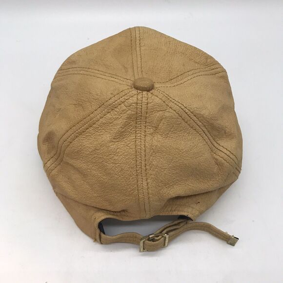 Vintage 90s Adventure Bound Baseball Cap Tan Genuine Leather Strapback Hat USA - Picture 5 of 8